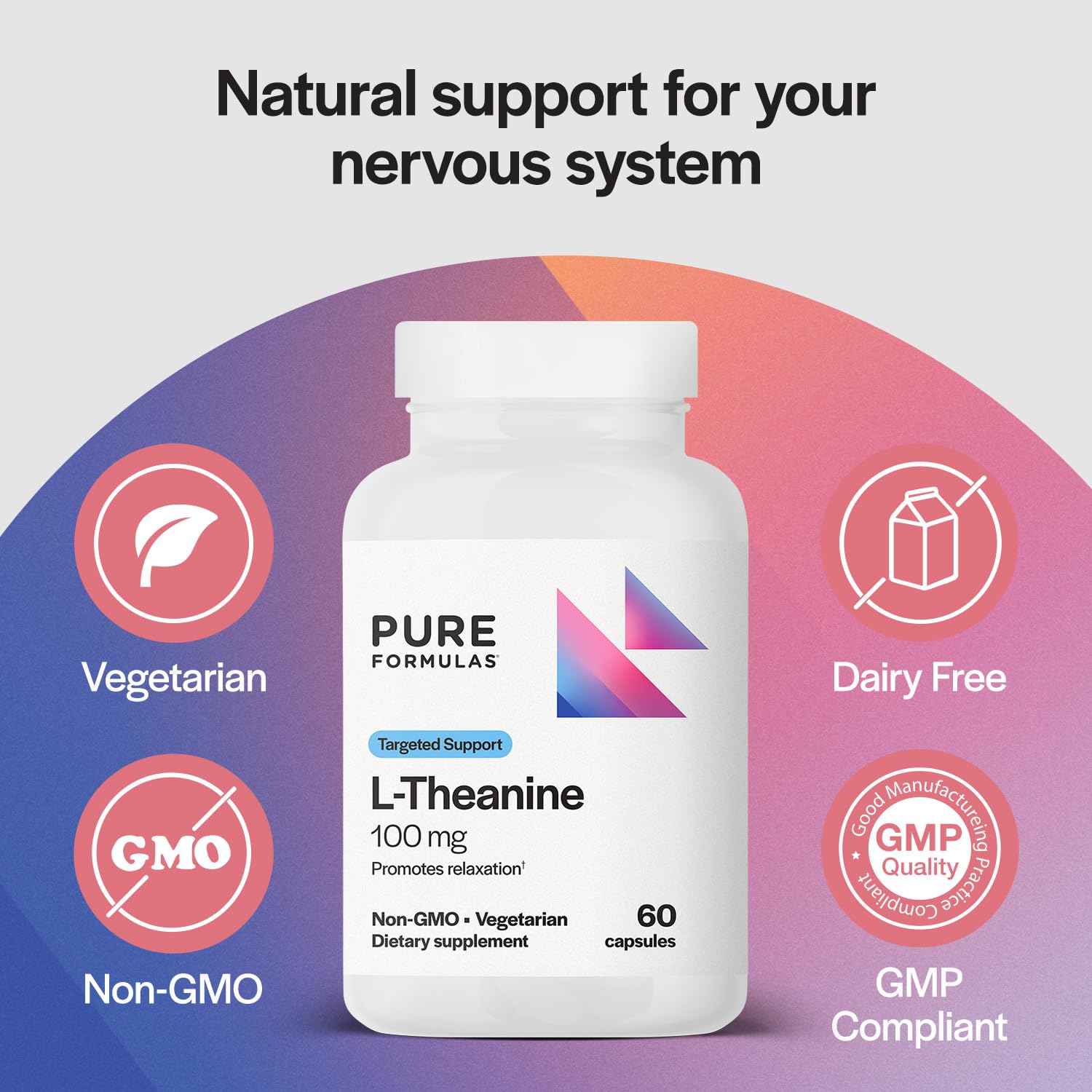 PureFormulas bote abierto con cápsulas para suministro de 60 días