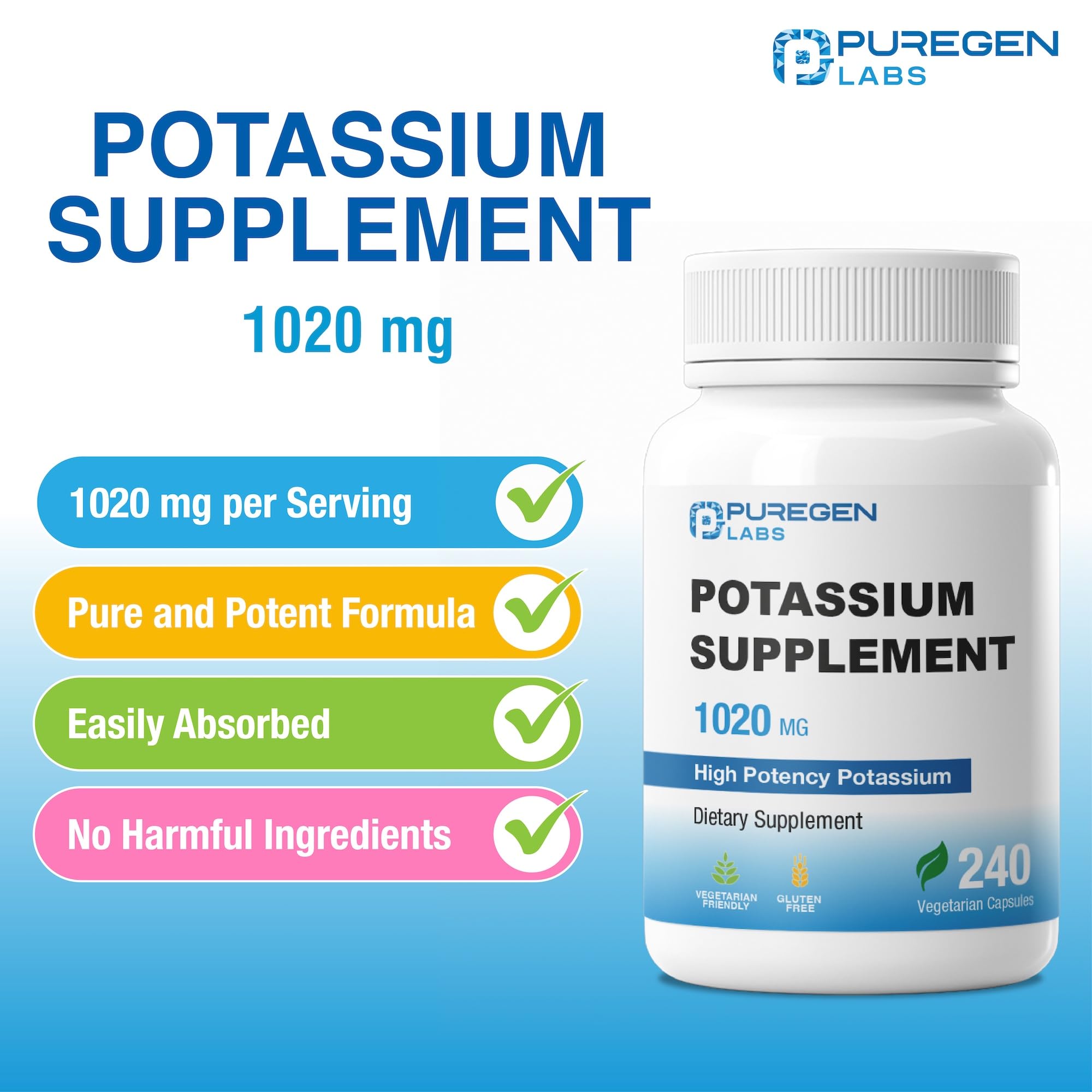 Puregen Labs cápsulas en mano para comparar escala y dosificación