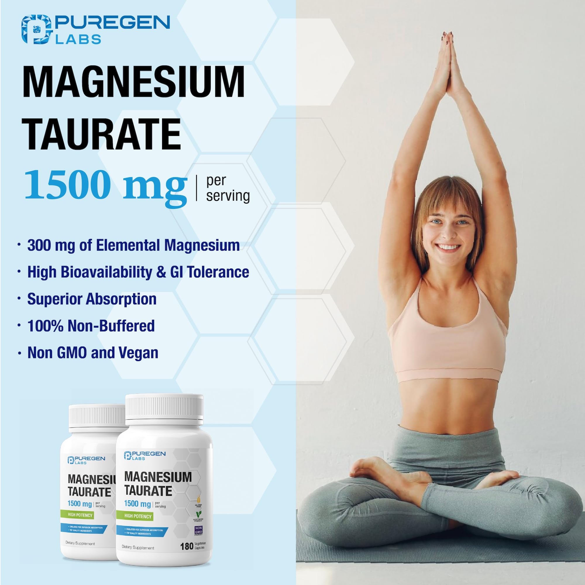 Puregen Labs etiqueta informativa con ingredientes y certificaciones visibles