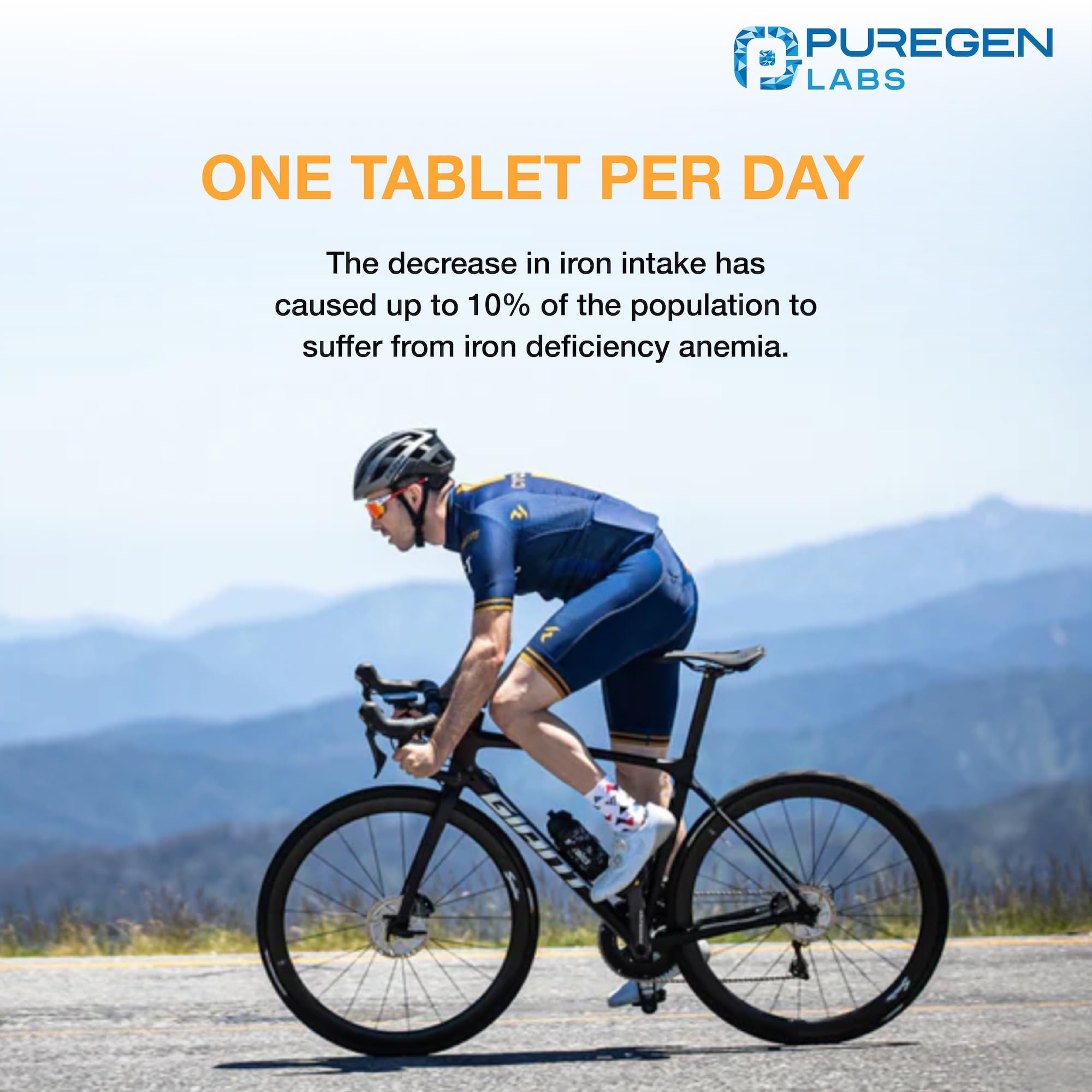 Puregen Labs frasco abierto con tabletas demostrando cantidad y formato