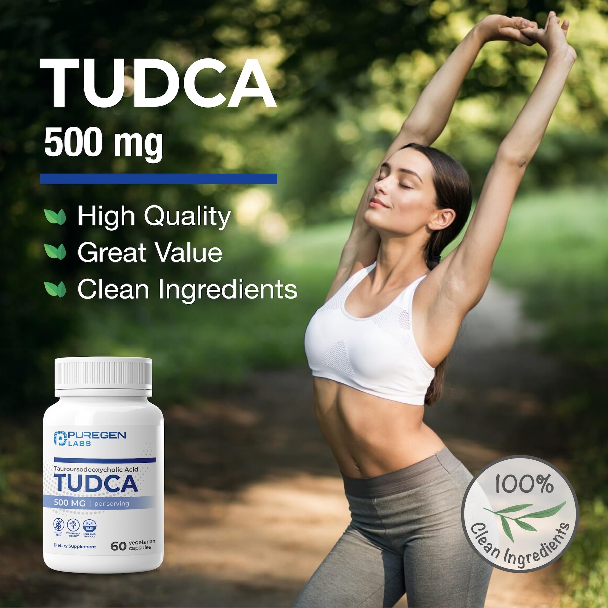 P Puregen Labs cápsula siendo tomada con agua, uso diario sencillo y cómodo