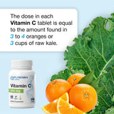 P Puregen Labs etiqueta nutricional legible con datos de vitamina C y GMP