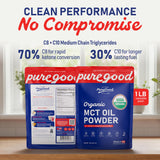 PureGood primer plano de la textura en polvo para mezclar sin grumos