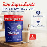 PureGood polvo disuelto en café ofreciendo cremosidad sin sabor añadido