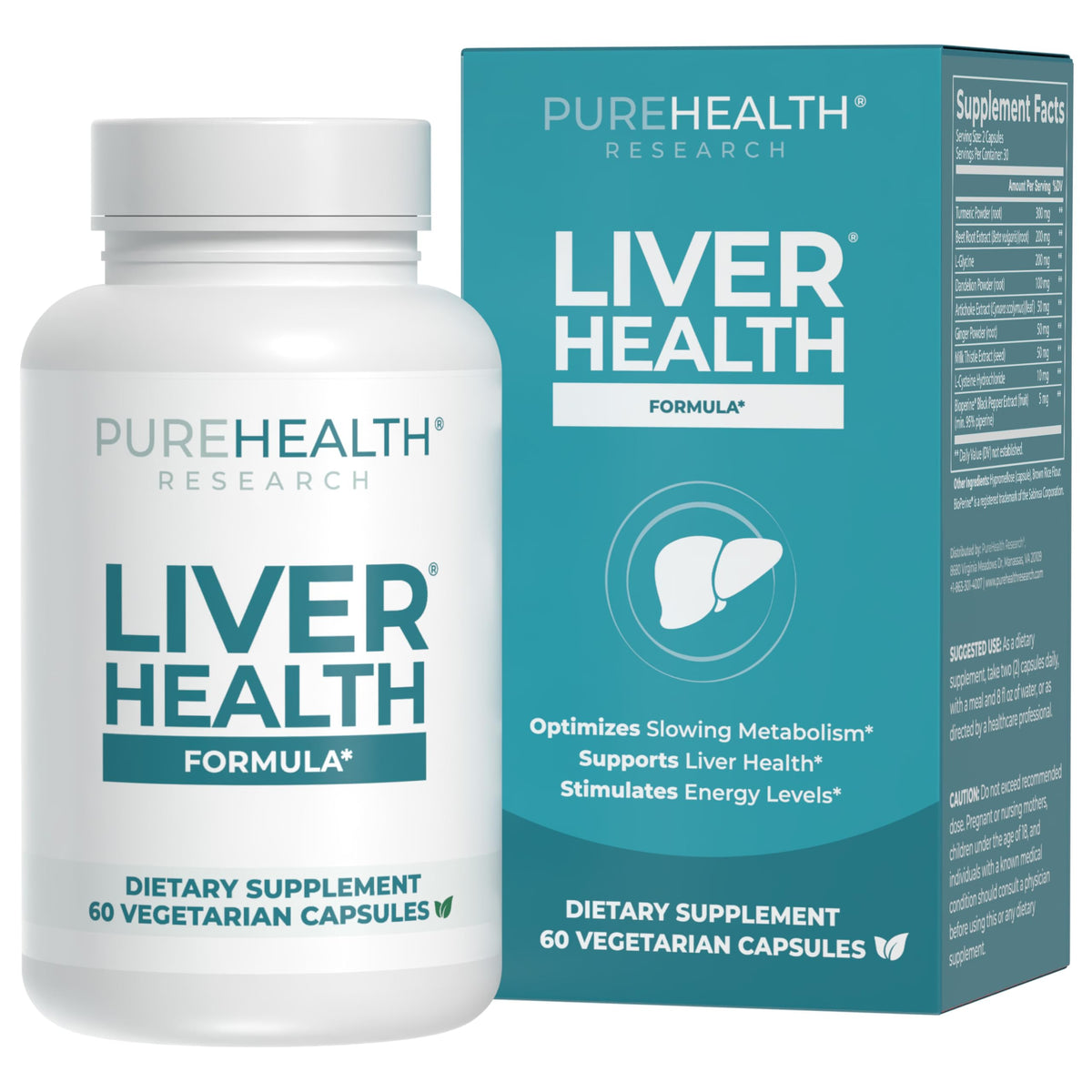 PUREHEALTH RESEARCH envase frontal mostrando suplemento y beneficios nutricionales