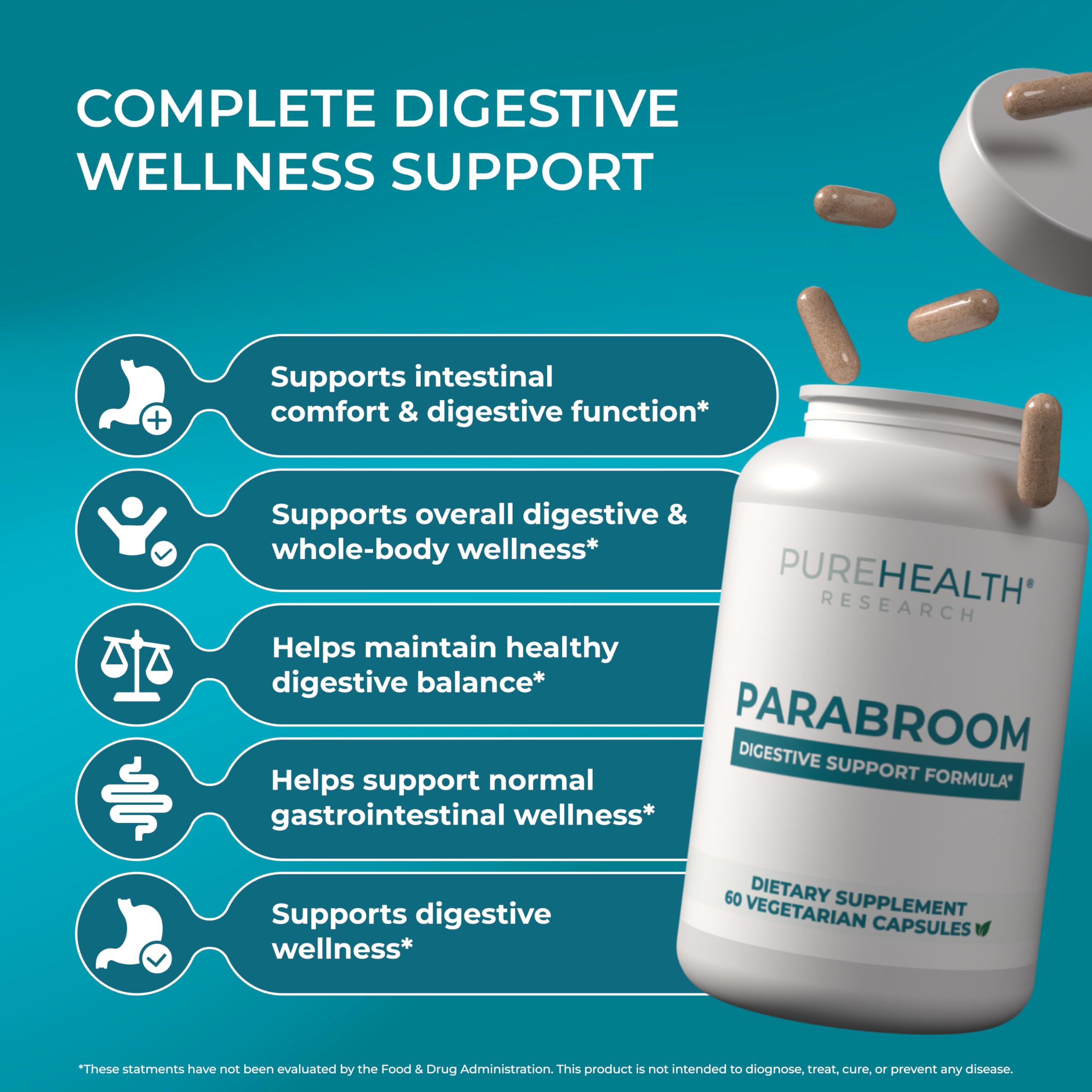 PUREHEALTH RESEARCH composición de ingredientes activos para apoyo digestivo
