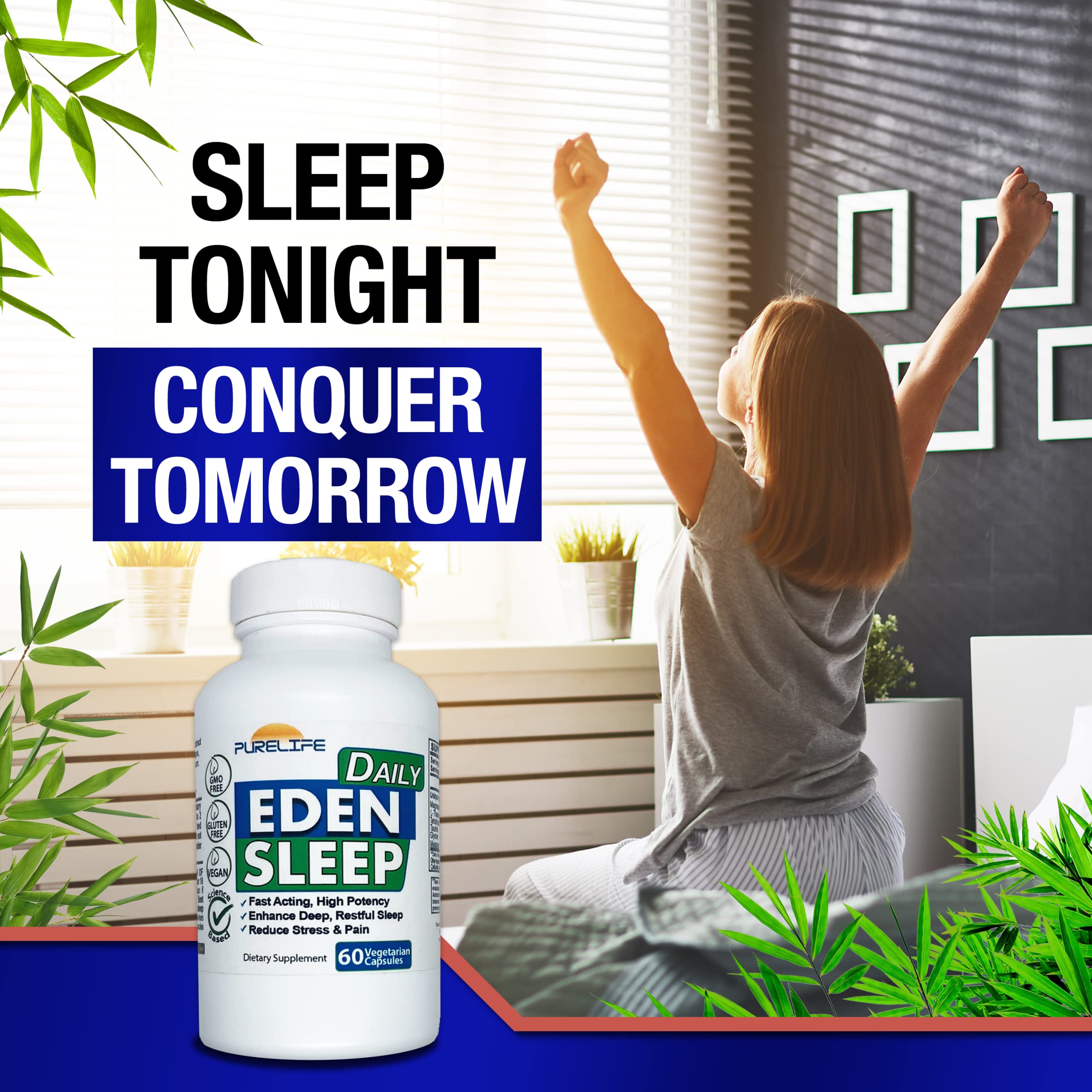 PureLife cápsula en mano mostrando tamaño y dosis cómoda antes de dormir