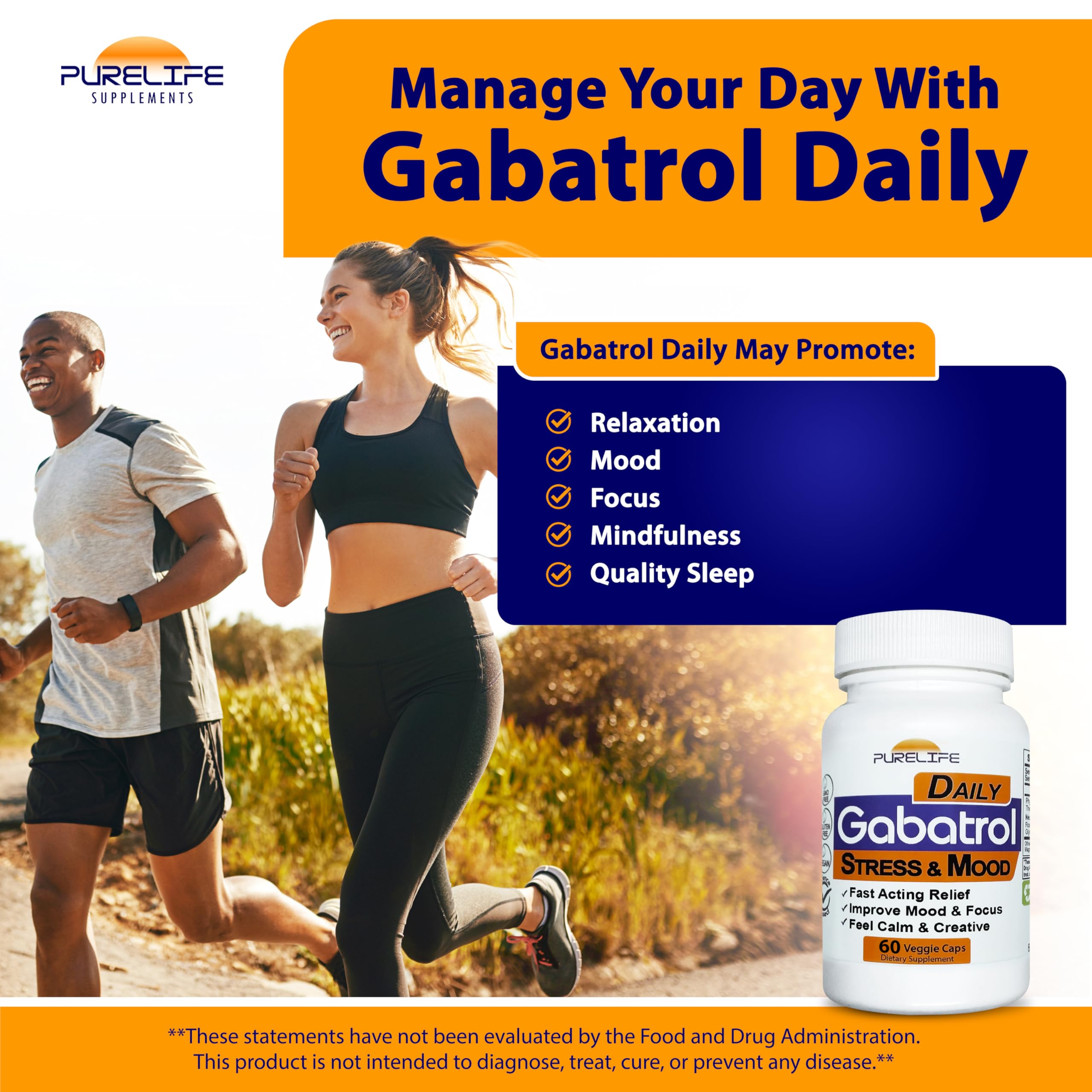 PureLife Supplements Gabatrol cápsula vegetariana en primer plano mostrando textura