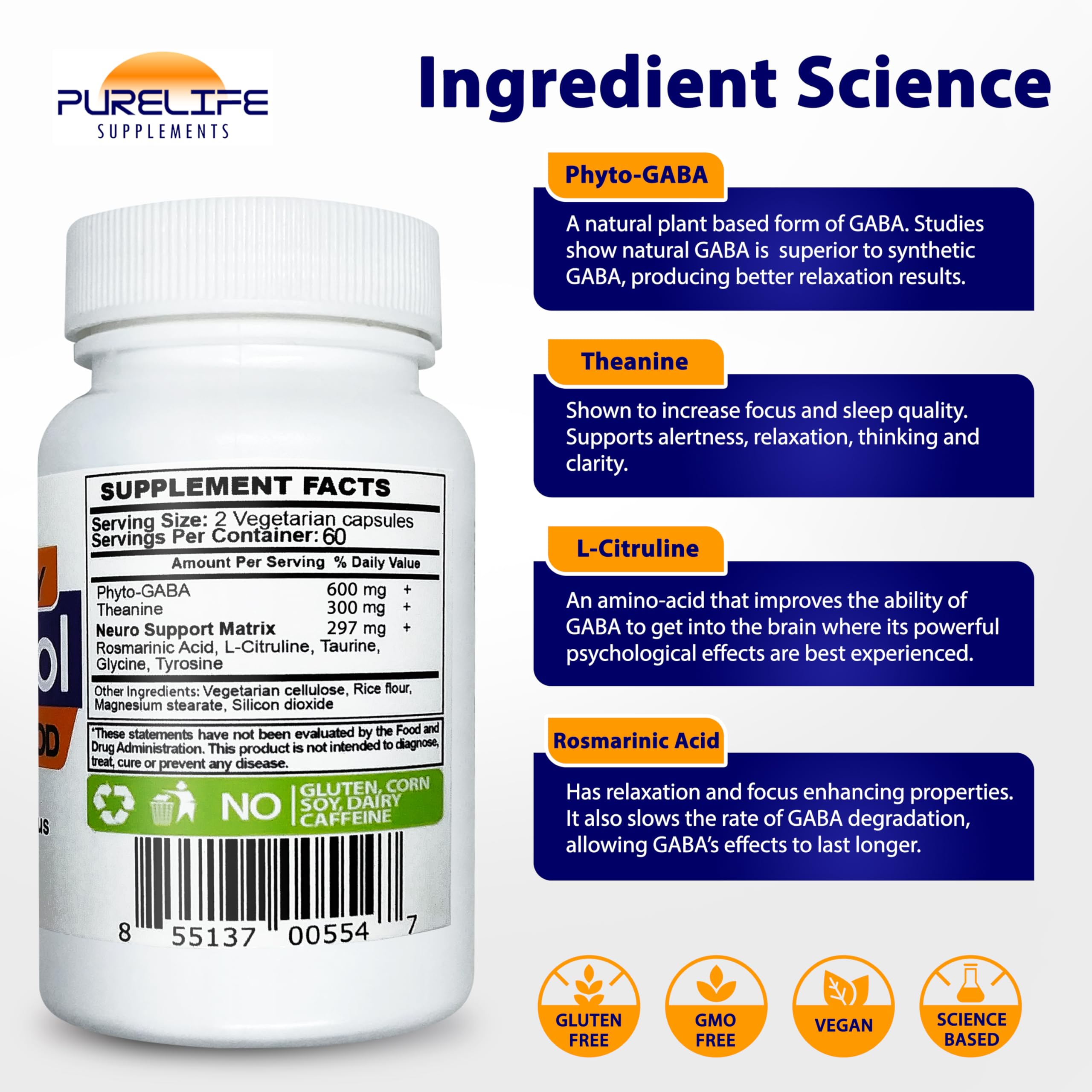 PureLife Gabatrol relajación nocturna antes de dormir para mejor descanso