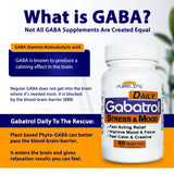 PureLife Supplements Gabatrol ingredientes en polvo y plantas que ilustran origen vegetal