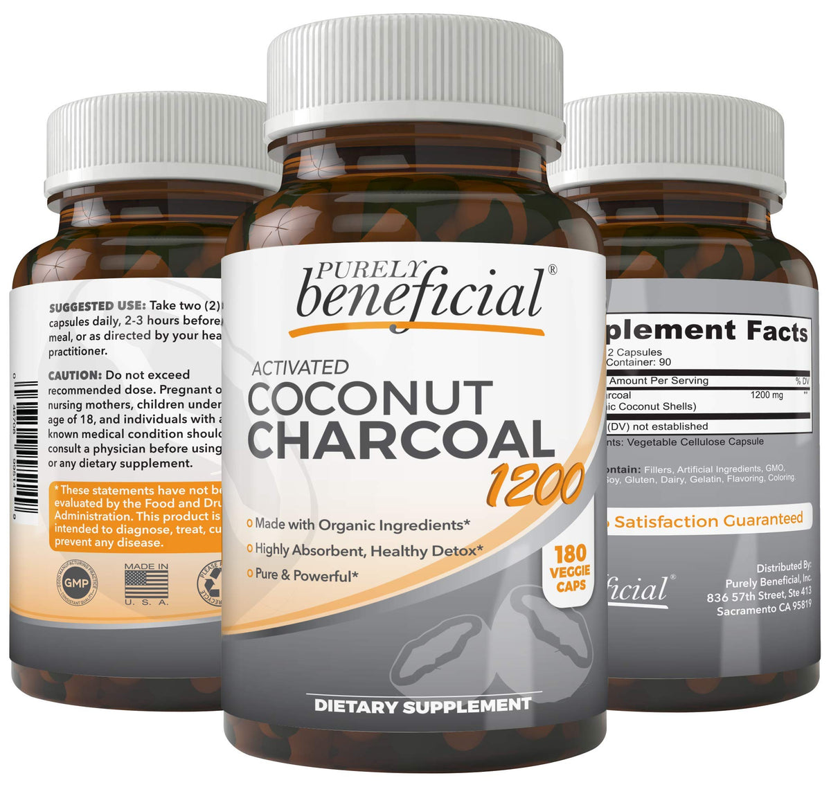 PURELY beneficial envase frontal mostrando 180 cápsulas y etiqueta clara de beneficio digestivo