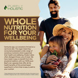 Purely Holistic etiqueta nutricional enfocada en ingredientes y origen