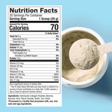 Purely Inspired etiqueta nutricional destacando colágeno, proteína y biotina