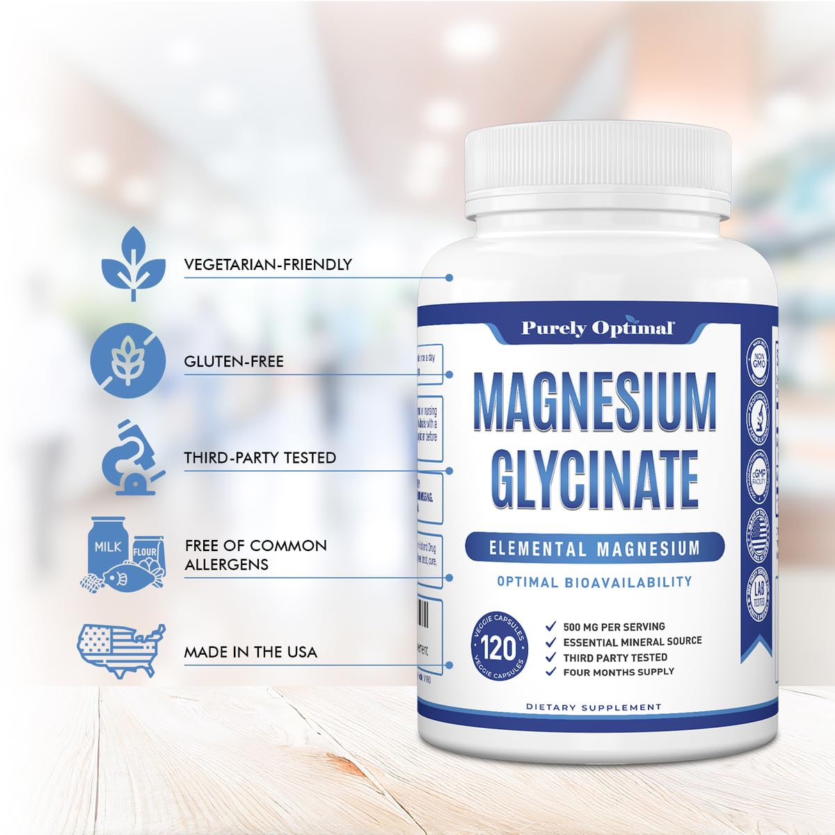 Purely Optimal etiqueta nutricional ampliada con ingredientes y dosis claras