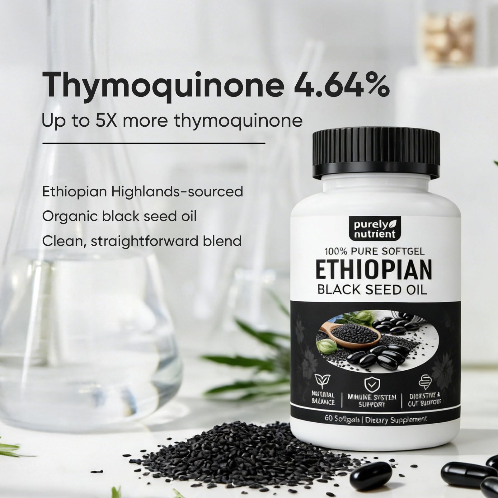 PURELYNUTRIENT semillas negras crudas usadas como materia prima orgánica