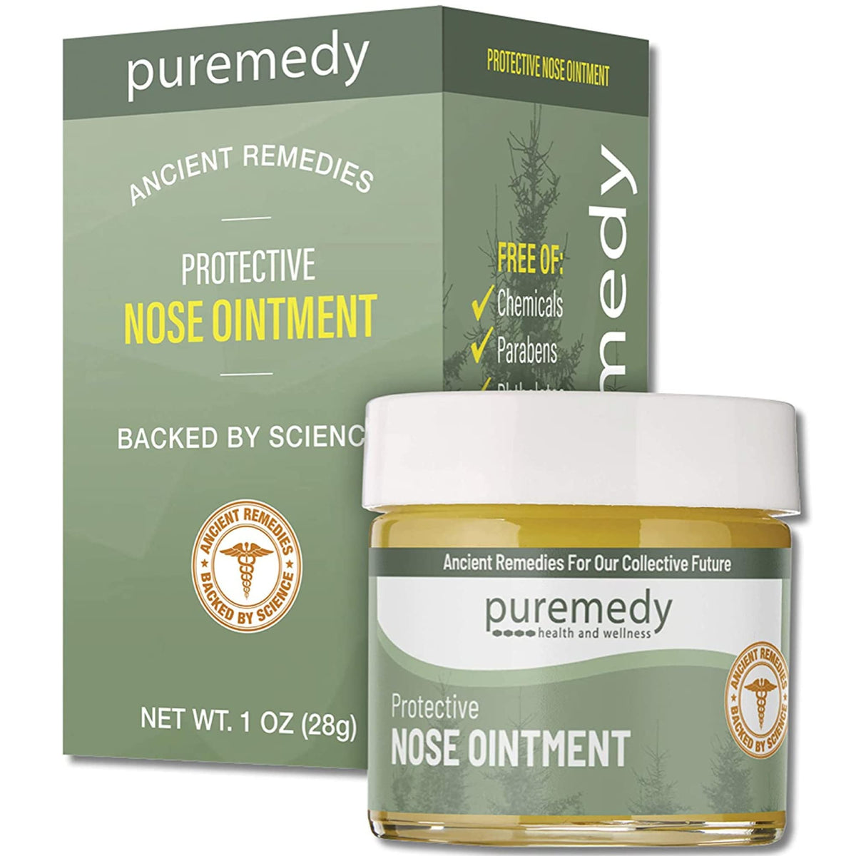 Puremedy envase frontal mostrando la presentación de 1 oz y facilidad de uso