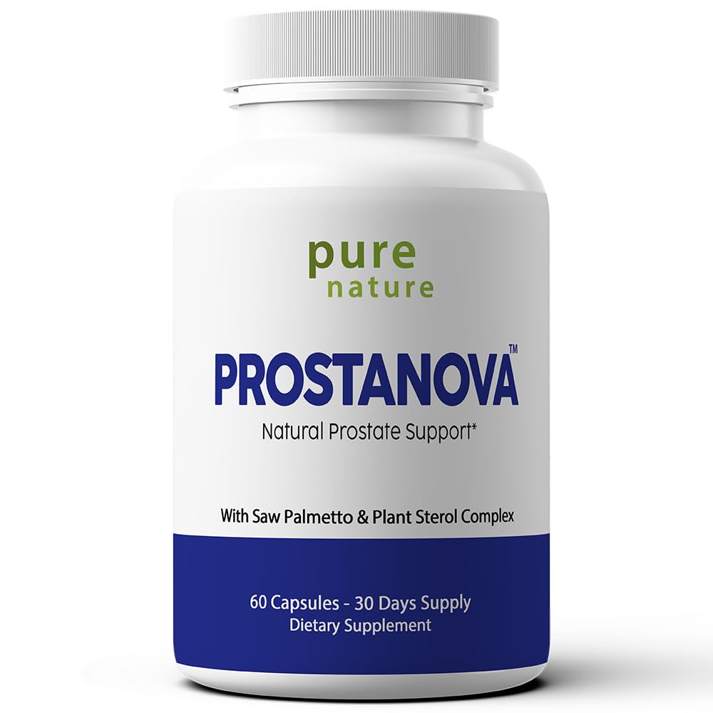 PureNature Prostanova frasco frontal mostrando etiqueta y beneficios