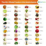 PureNutria ingredientes frescos como frutas y verduras que ilustran origen vegetal