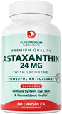 PurePremium astaxanthin vista frontal del envase y beneficios antioxidantes