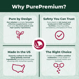 PurePremium envase lateral con logo resaltando diseño y conservación segura