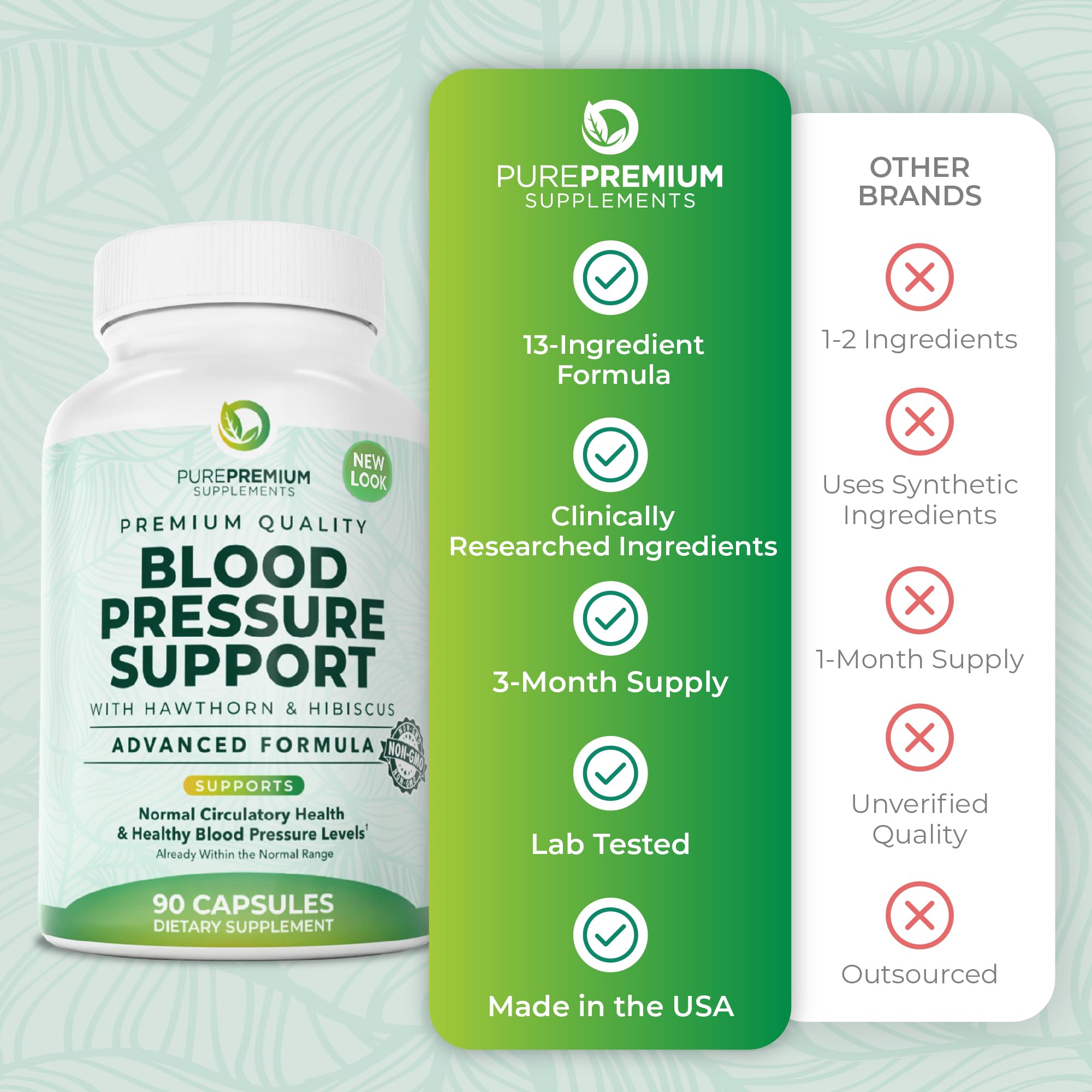 PurePremium etiqueta de ingredientes con vitaminas y extractos listados