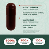 PurePremium astaxanthin envase abierto mostrando 60 cápsulas y duración