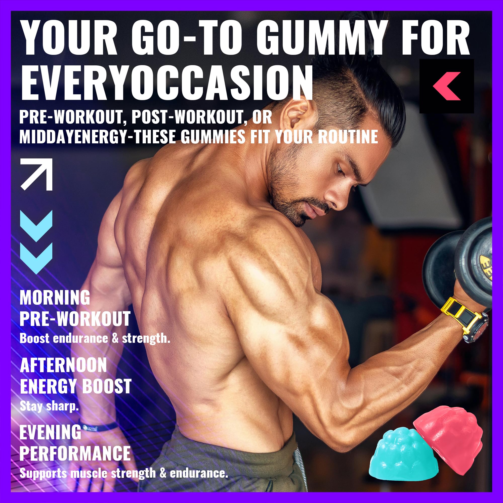 PURESTVITS gominolas antes del entrenamiento en escena lifestyle cómoda