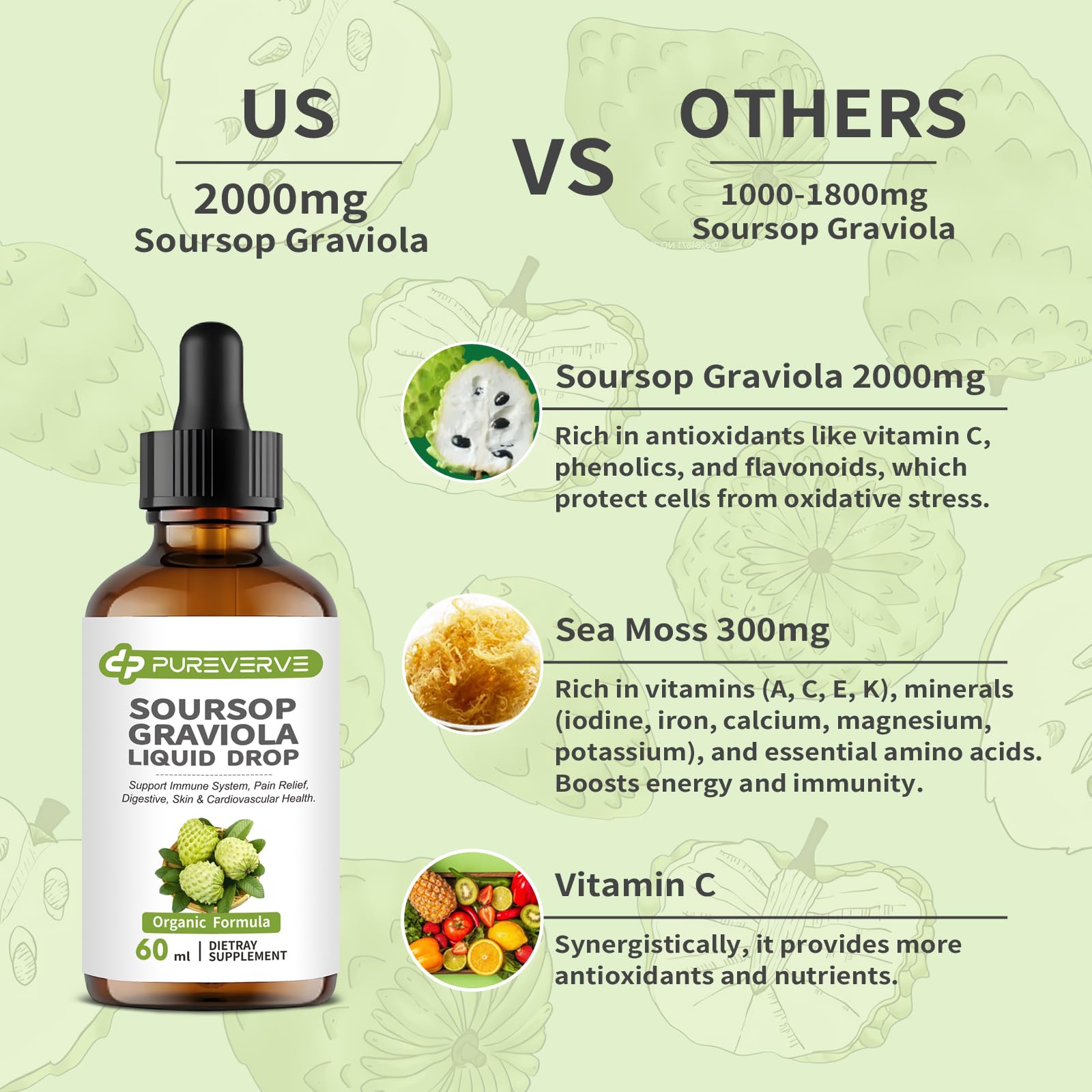 Pureverve etiqueta con lista de ingredientes y beneficios claros para elegir informado