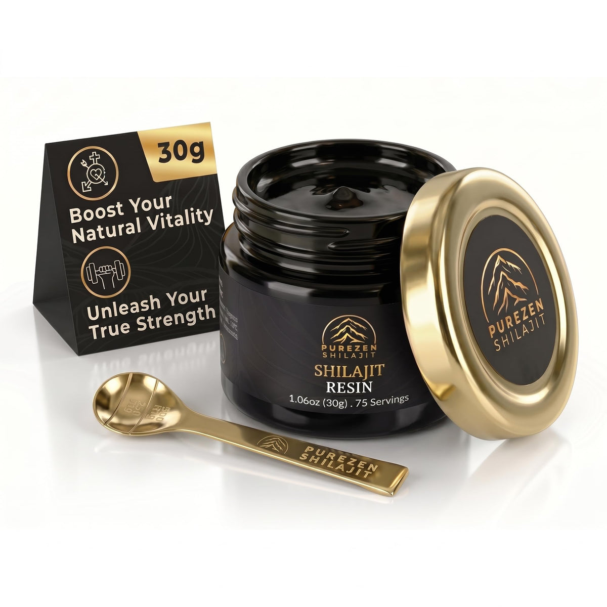 PUREZEN SHILAJIT envase frontal mostrando resina pura y etiqueta clara