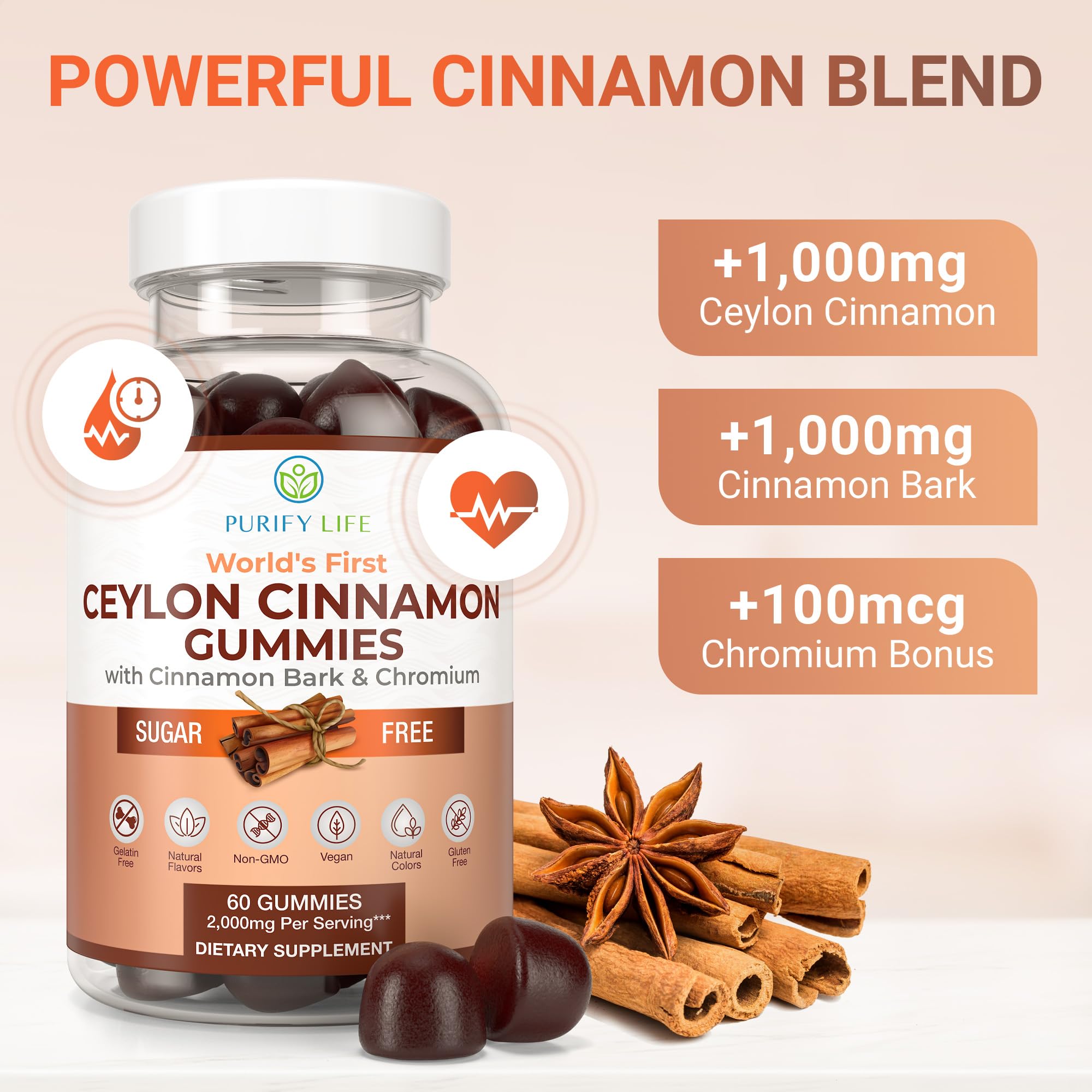 Purify Life gomitas en mano para comparar tamaño y dosis fácil de tomar
