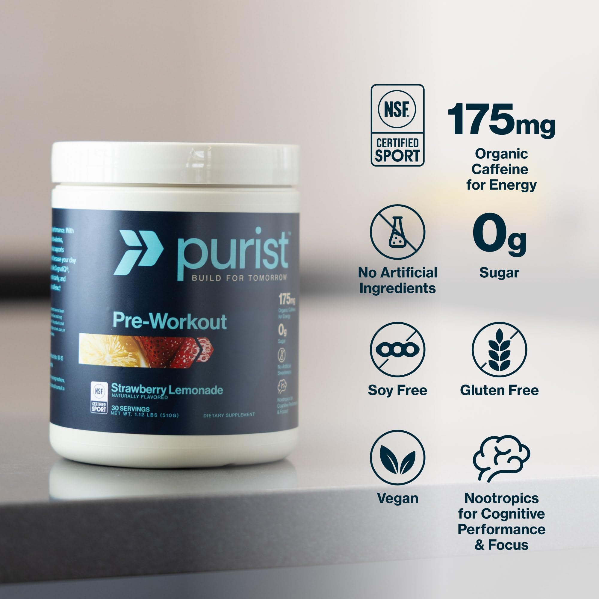 PURIST cuchara con polvo a escala, visualiza tamaño de la porción
