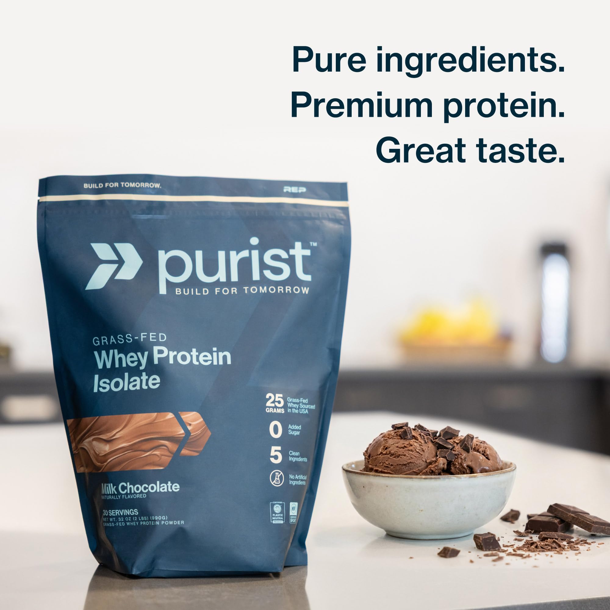 PURIST cucharada medidora con porción, control exacto de proteína