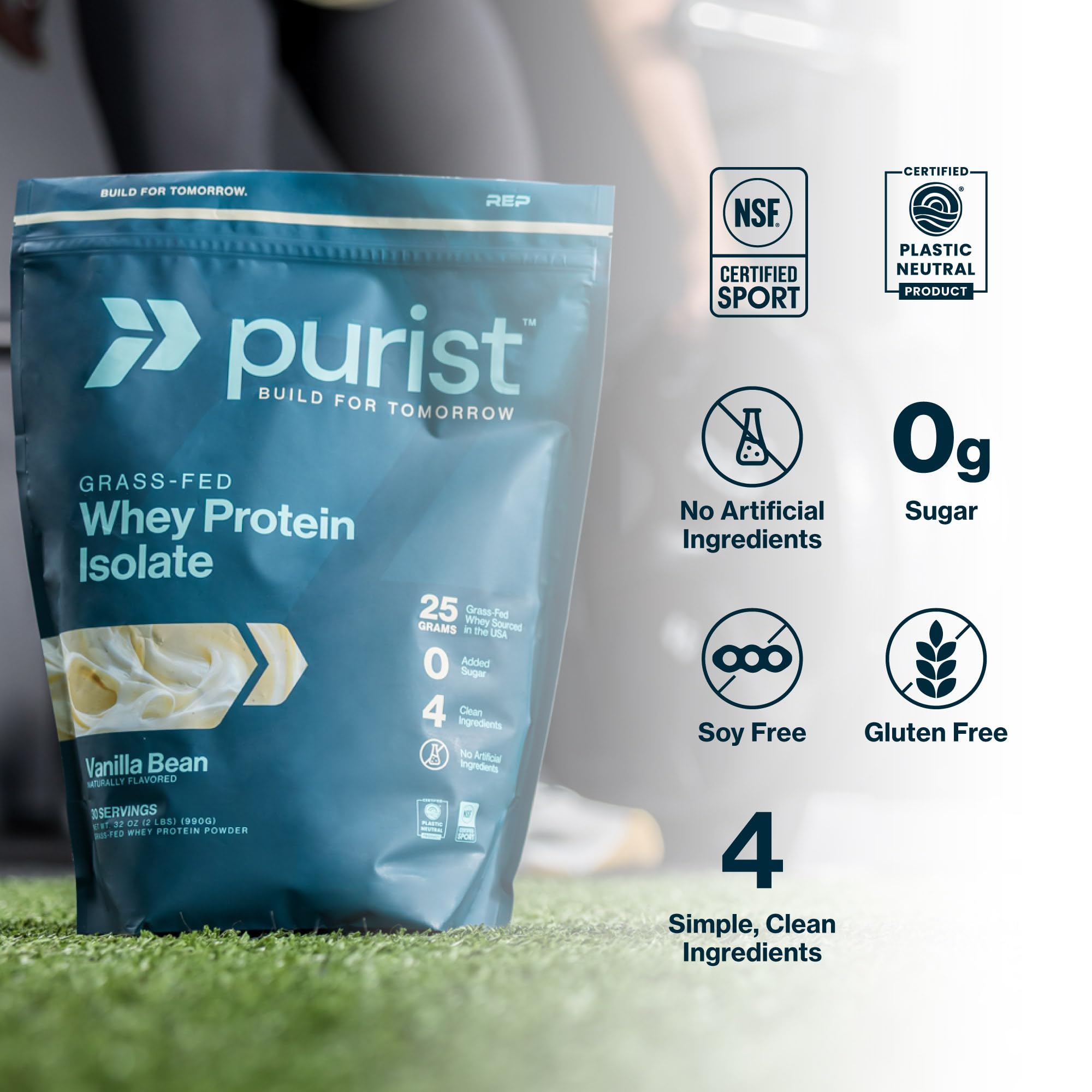 PURIST etiqueta con ingredientes grass-fed y sin aditivos