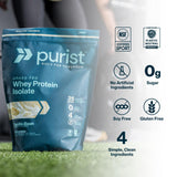 PURIST etiqueta con ingredientes grass-fed y sin aditivos