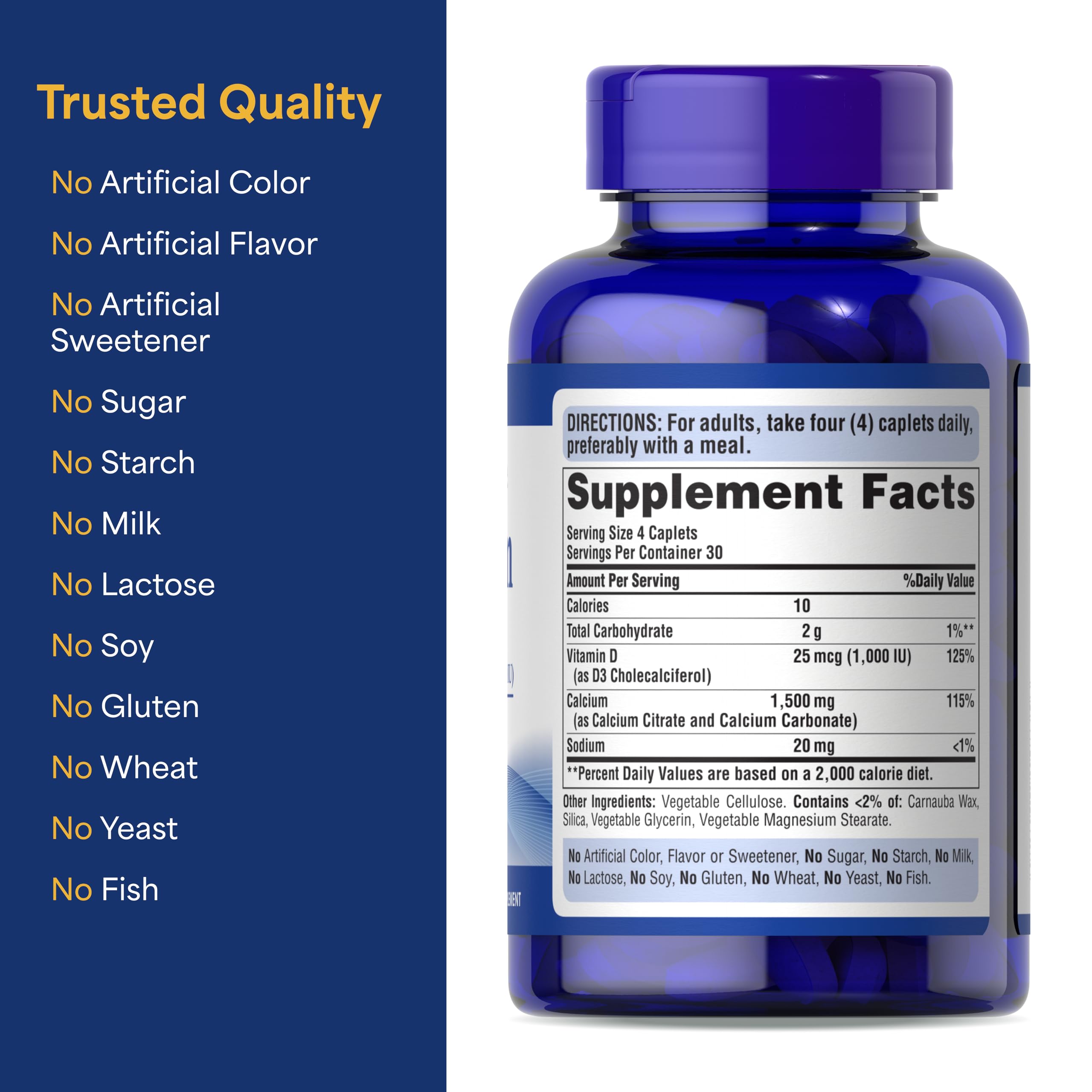 Puritan's Pride etiqueta nutricional con información clara y segura