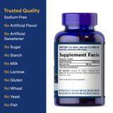 Puritan's Pride etiqueta con información nutricional legible, beneficio de transparencia