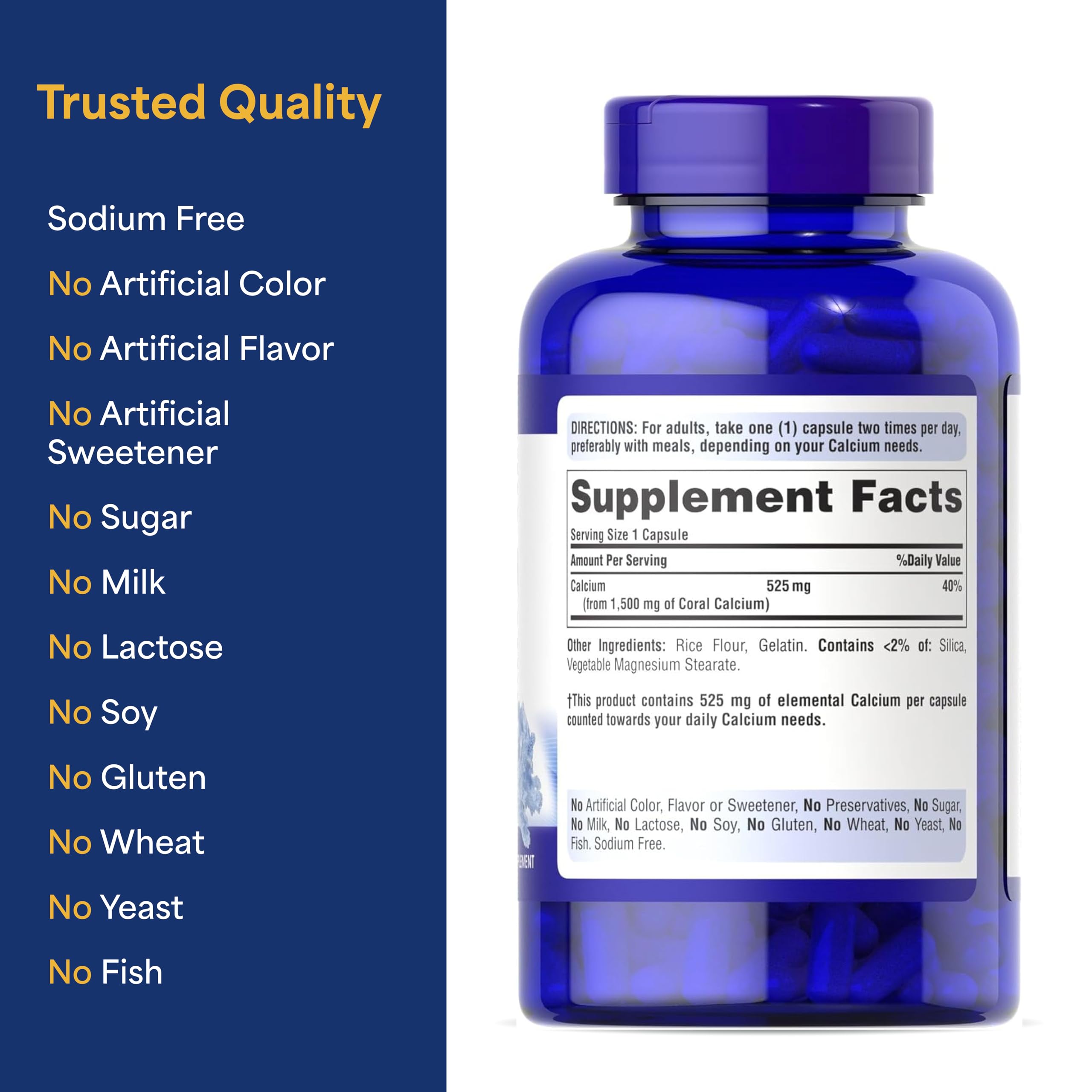Puritan's Pride etiqueta con información nutricional y instrucciones claras