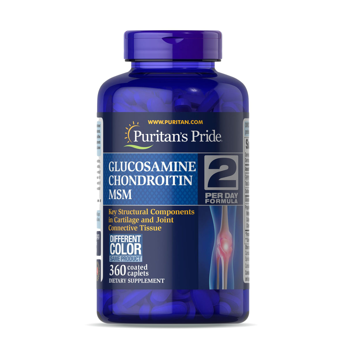 Puritan's Pride envase frontal con glucosamina para reconocimiento y confianza