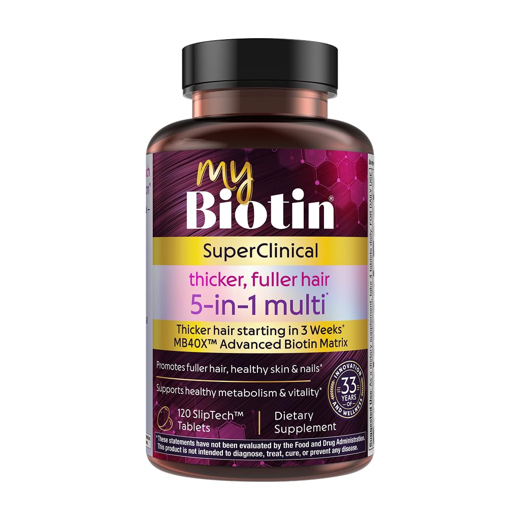 Purity Products MyBiotin SuperClinical frontal mostrando el envase y beneficios
