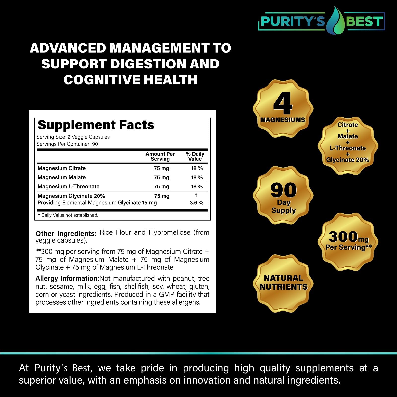 Purity's Best certificado de análisis mostrando garantía de calidad externa
