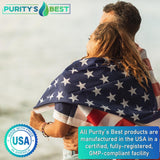 Purity's Best cápsulas junto a una mano para comparar tamaño y facilidad de ingestión