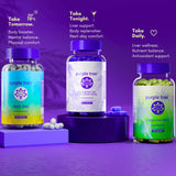 purple tree caja y botella presentadas como set de viaje conveniente
