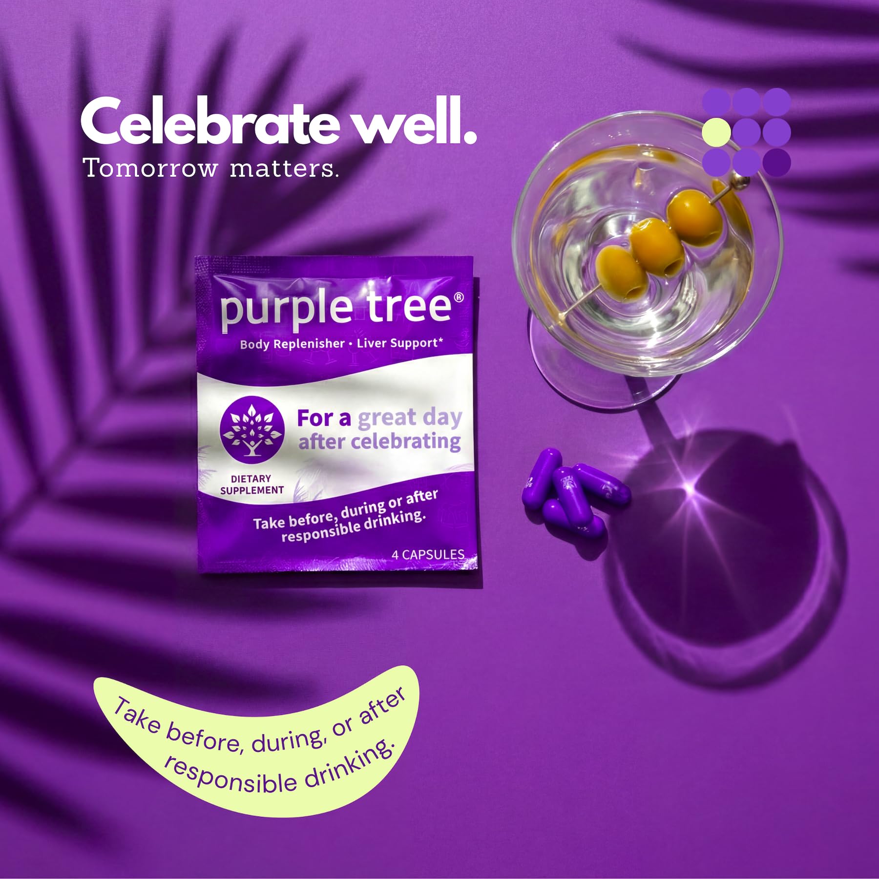 Purple Tree manos sosteniendo paquete, conveniente para llevar a eventos sociales