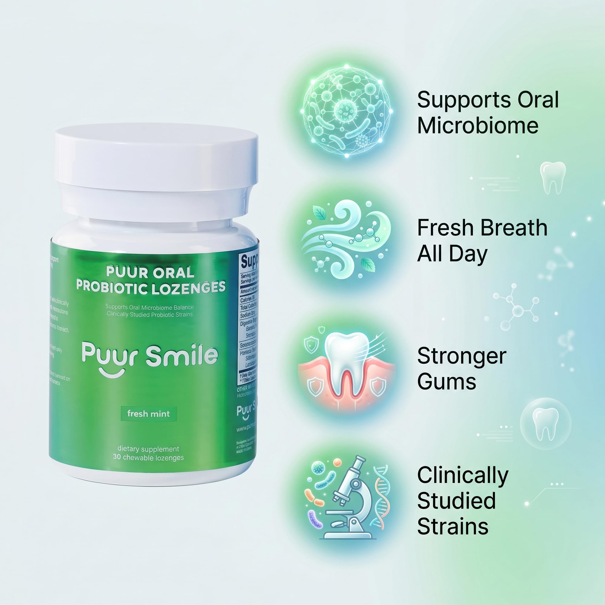 Puur Smile pastilla en mano para ilustrar facilidad de uso y tamaño