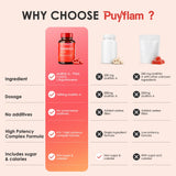 Puyflam presentación con otros suplementos en estantería saludable