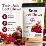 puyode tarro abierto de Beon Beet Chews con gomitas listas para tomar