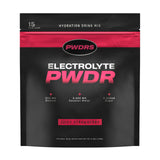 PWDRS envase frontal Juicy Strawberry mostrando beneficios y formato práctico