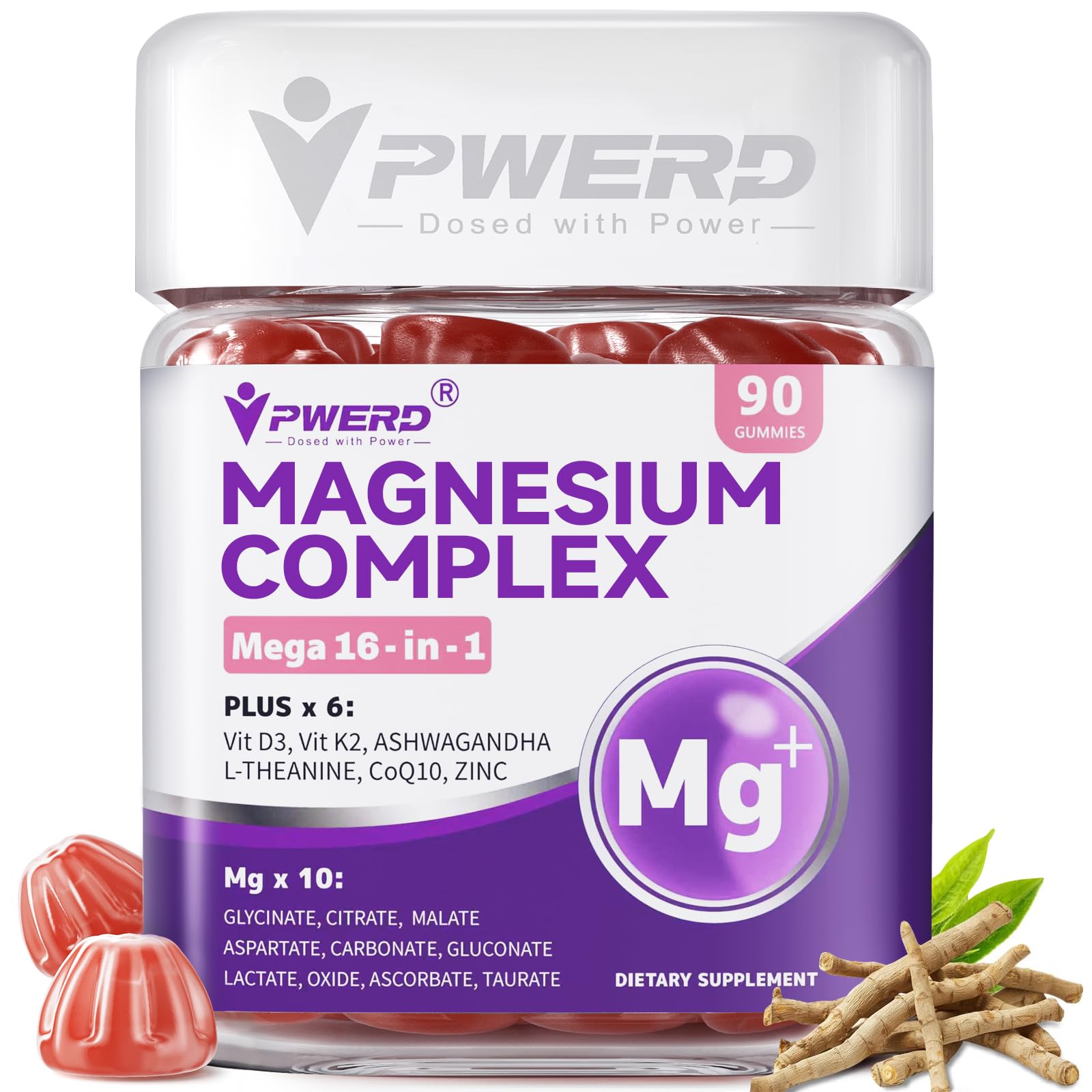 PWERD frente del envase mostrando 90 gominolas y beneficios claros