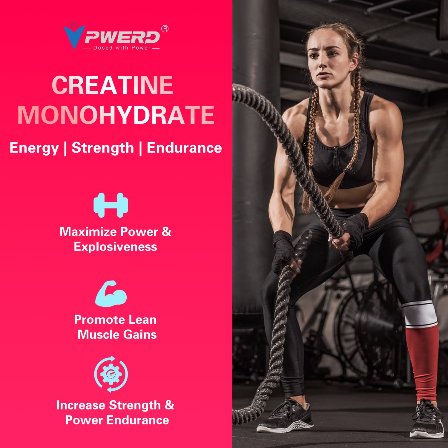 PWERD porción en mano, conveniencia para tomar antes del entrenamiento