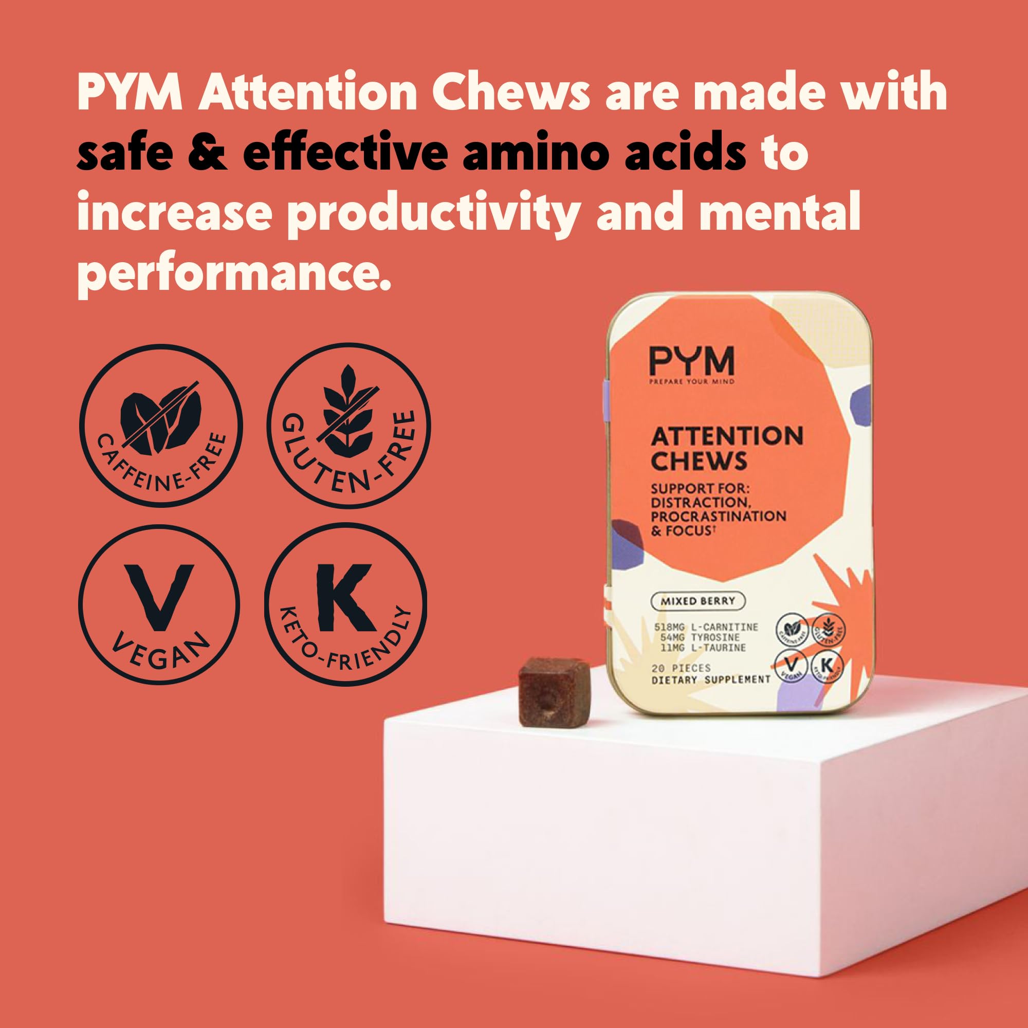 PYM Health mano sosteniendo un masticable listo para consumir